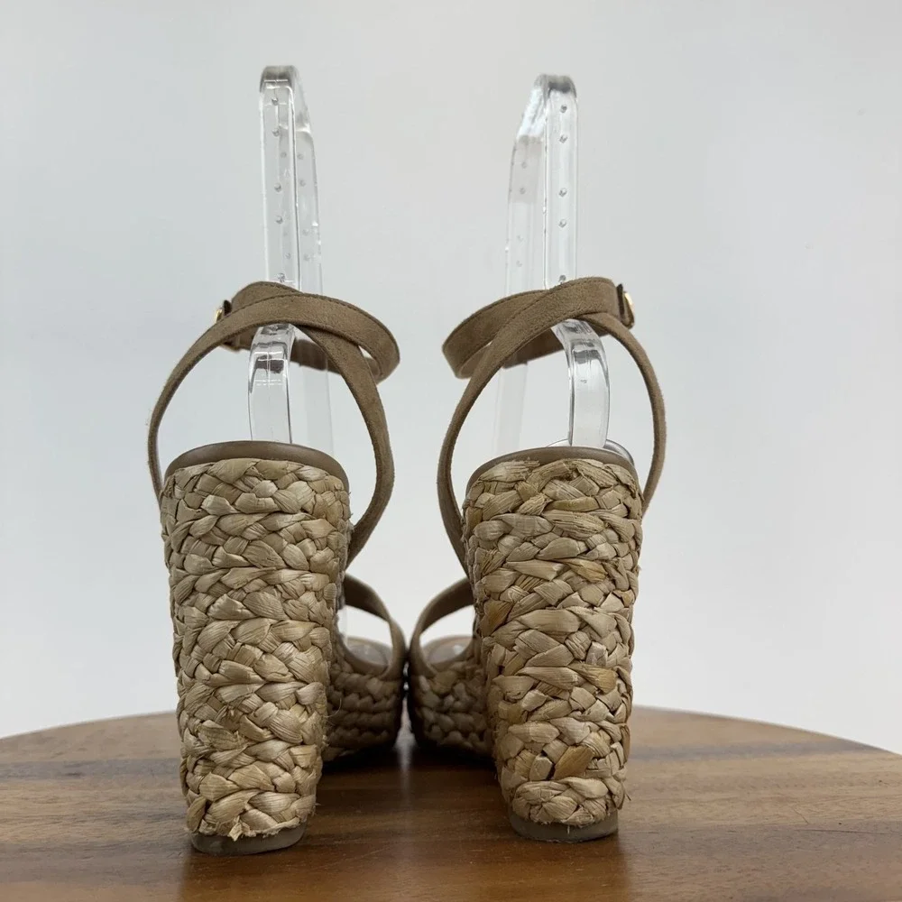 New Womens BP Ginny Brown Faux Suede Braided Espadrille Wedges Sandals Size 11 M
